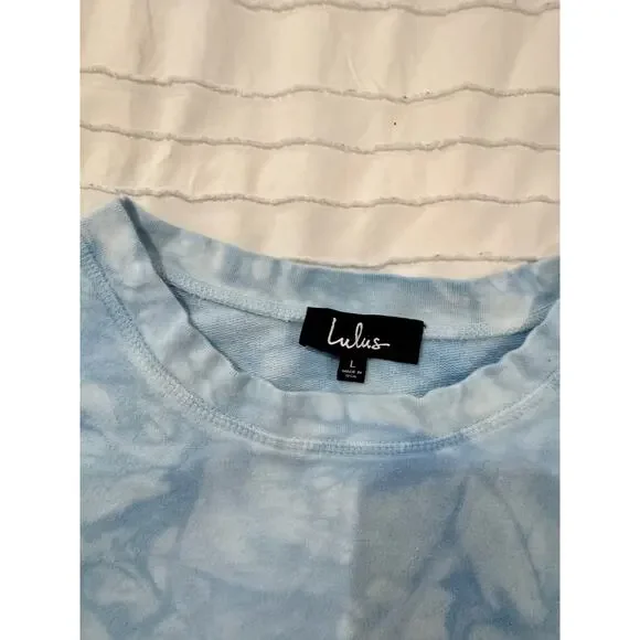 Lulus Ice Wash Tie Dye Crewneck Sweatshirt Blue Women’s Large Cloudcore Coastal - Picture 4 of 14